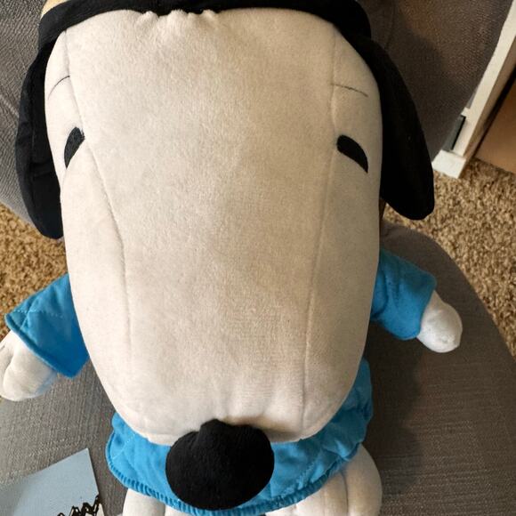 Snoopy Winter Coat Pillow Peanuts Plush 16 inch Snuggler Toy Charlie Brown Gang - Picture 3 of 8